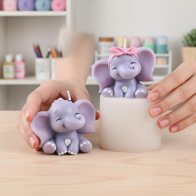 Soap Making Handmade - Cute 3D Elephant Silicone Candle Mold