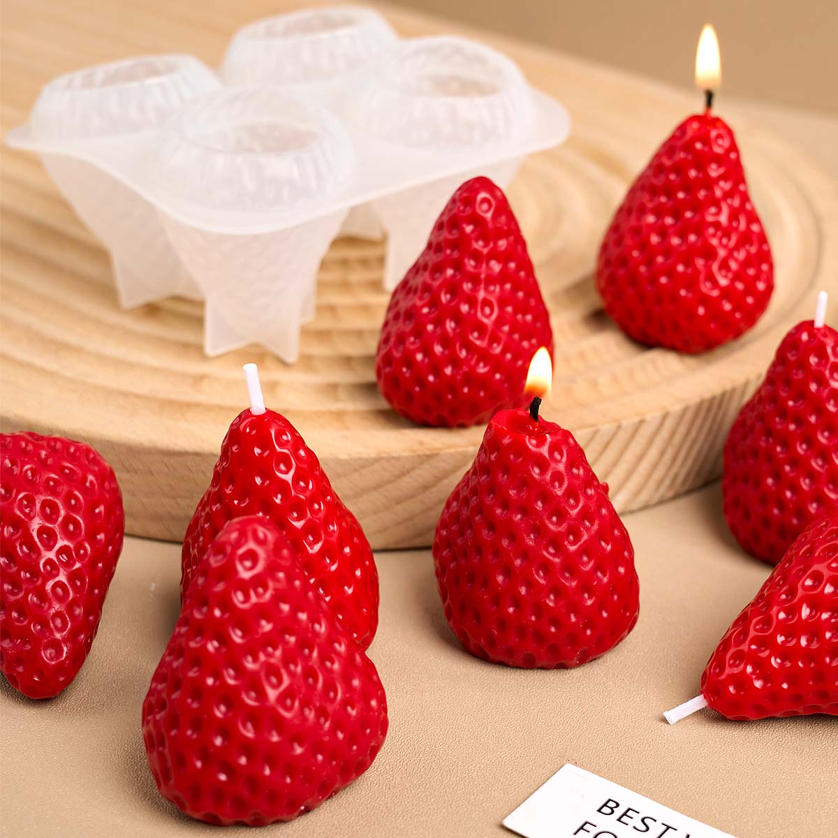 4pcs Strawberry Silicone Candl - Soap Making Gifts ulasan dan harga